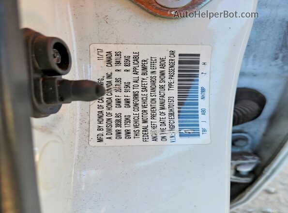 2HGFC1E58JH701573 2018 HONDA CIVIC White Engine compartment view
