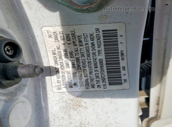 2HGFC1F33HH649809 2017 HONDA CIVIC White Вид підкапотного простору