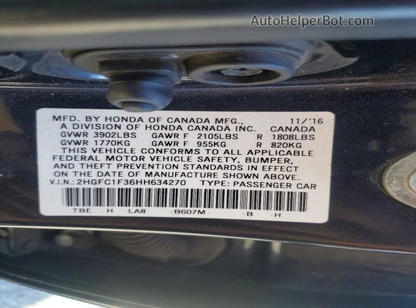 2HGFC1F36HH634270 2017 HONDA CIVIC Black 
