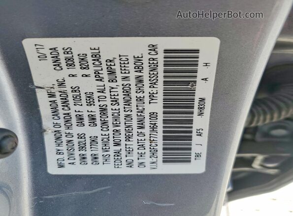 2HGFC1F77JH641009 2018 HONDA CIVIC Silver ძრავის განყოფილების ხედი