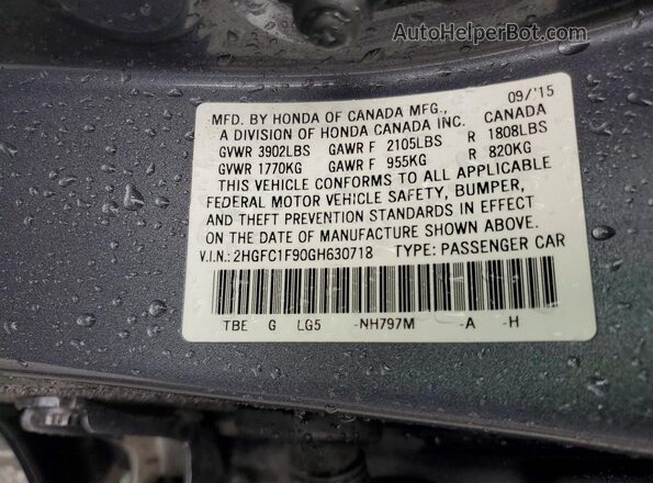 2HGFC1F90GH630718 2016 HONDA CIVIC Gray 