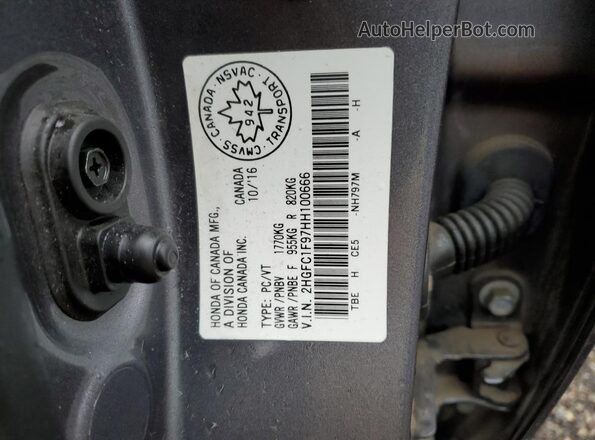 2HGFC1F97HH100666 2017 HONDA CIVIC Gray Շարժիչի բաժամունքի տեսք
