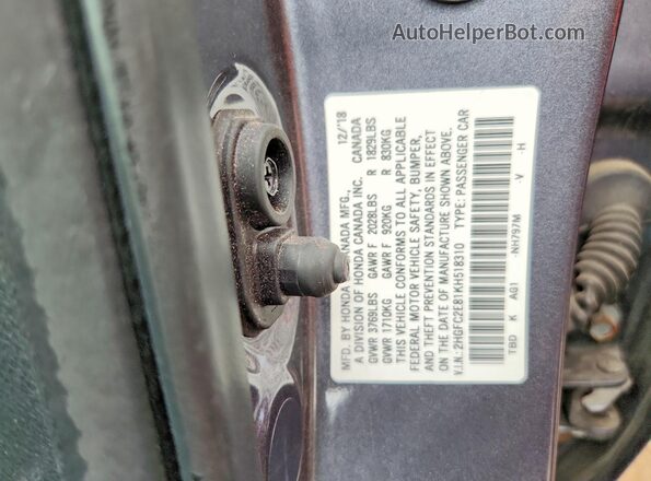 2HGFC2E81KH518310 2019 HONDA CIVIC Gray ძრავის განყოფილების ხედი