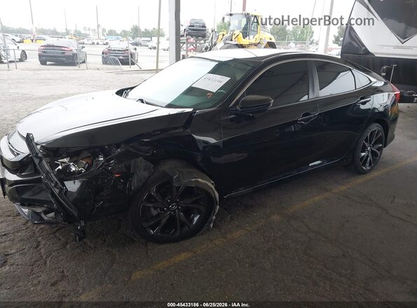 2HGFC2E84KH583958 2019 HONDA CIVIC Black Առջևի ձախ երեք քառորդ տեսարան