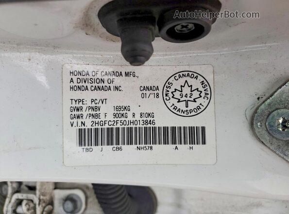 2HGFC2F50JH013846 2018 HONDA CIVIC Белый 