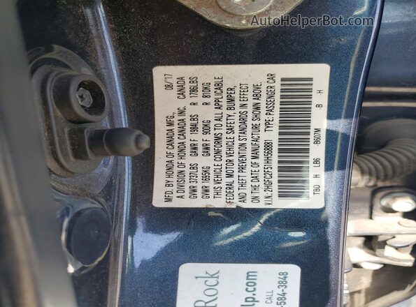 2HGFC2F51HH568881 2017 HONDA CIVIC Blue Вид підкапотного простору
