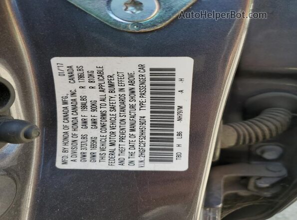 2HGFC2F52HH519074 2017 HONDA CIVIC Gray Widok komory silnika
