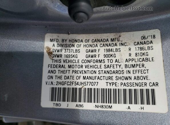 2HGFC2F54JH577077 2018 HONDA CIVIC Silver 