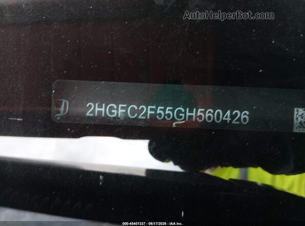 2HGFC2F55GH560426 2016 HONDA CIVIC Black Вид підкапотного простору