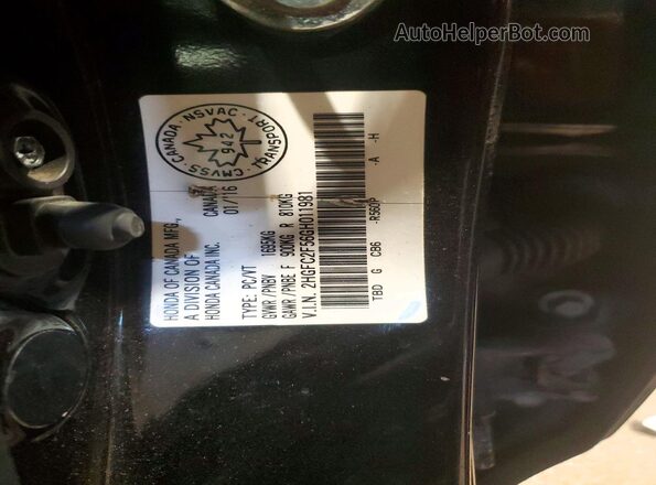2HGFC2F56GH011981 2016 HONDA CIVIC Черный Вид наклейки с VIN-кодом
