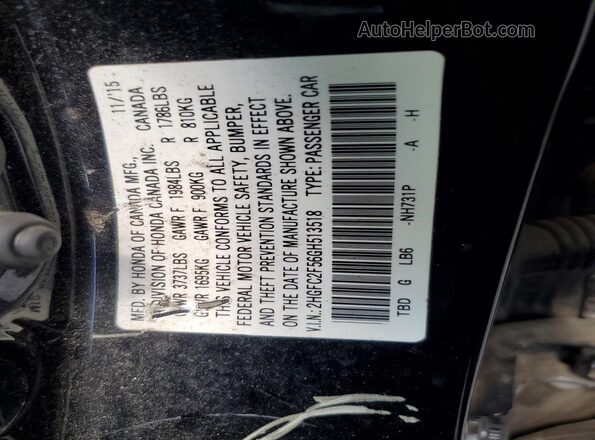 2HGFC2F56GH513518 2016 HONDA CIVIC Black ძრავის განყოფილების ხედი