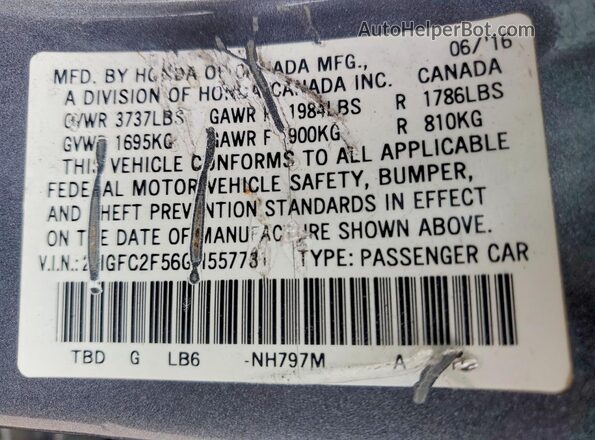 2HGFC2F56GH557731 2016 HONDA CIVIC Gray 