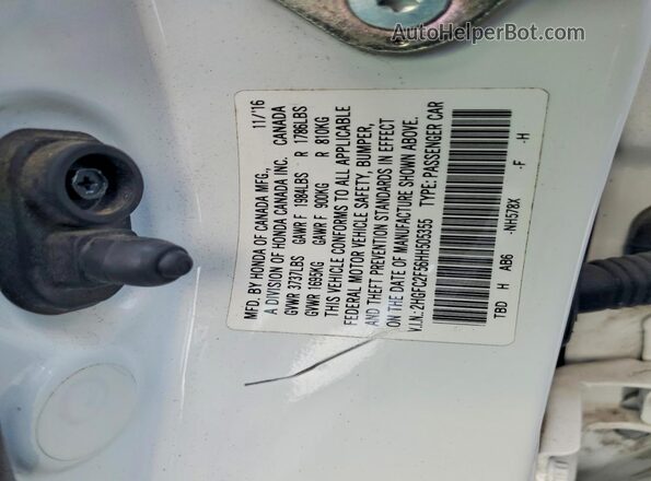 2HGFC2F56HH505355 2017 HONDA CIVIC Белый Вид подкапотного пространства