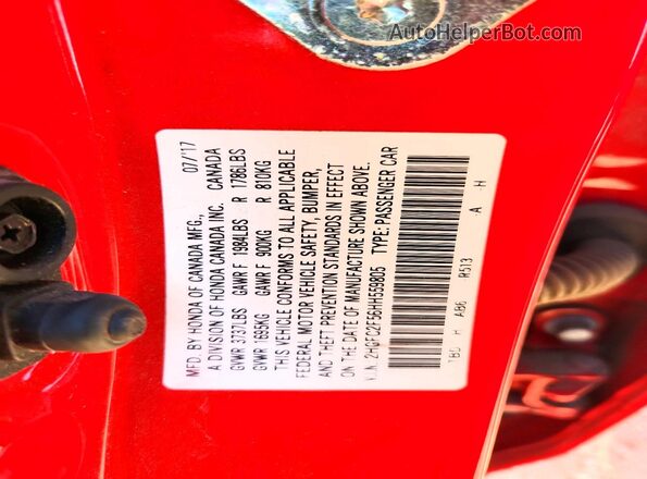 2HGFC2F56HH559805 2017 HONDA CIVIC Red Widok komory silnika
