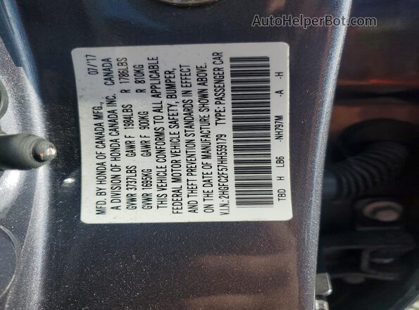 2HGFC2F57HH559179 2017 HONDA CIVIC Gray Вид підкапотного простору