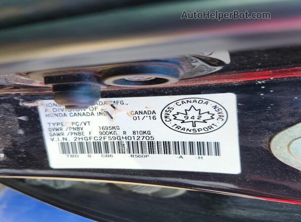 2HGFC2F59GH012705 2016 HONDA CIVIC Black Vista del compartimento del motor