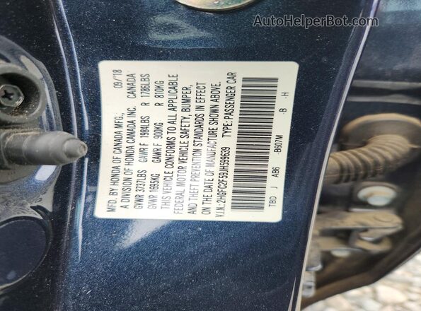 2HGFC2F59JH599639 2018 HONDA CIVIC Синий Вид подкапотного пространства