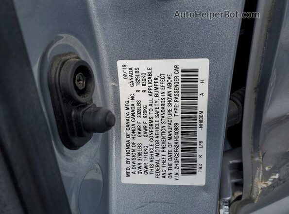 2HGFC2F62KH540989 2019 HONDA CIVIC Silver Engine compartment view