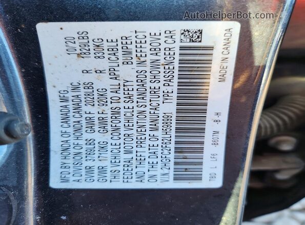 2HGFC2F62LH598991 2020 HONDA CIVIC Charcoal Շարժիչի բաժամունքի տեսք