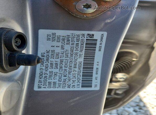 2HGFC2F63LH590043 2020 HONDA CIVIC Gray 