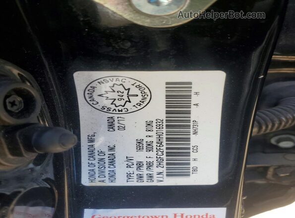 2HGFC2F64HH016932 2017 HONDA CIVIC Black Engine compartment view