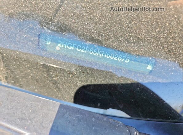 2HGFC2F65KH602675 2019 HONDA CIVIC Silver ძრავის განყოფილების ხედი