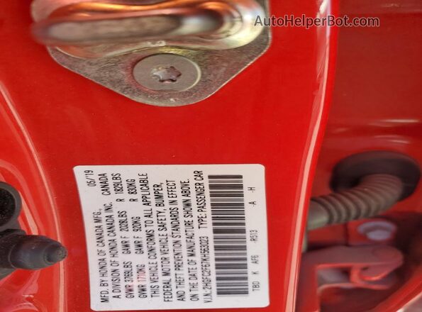 2HGFC2F67KH563023 2019 HONDA CIVIC Red 
