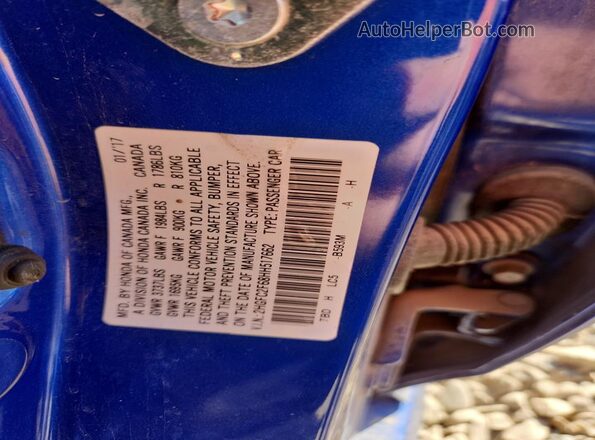 2HGFC2F68HH517662 2017 HONDA CIVIC Blue Вид підкапотного простору