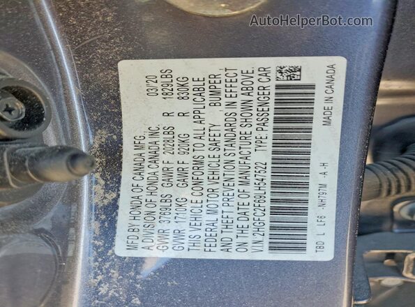 2HGFC2F69LH547522 2020 HONDA CIVIC Gray Engine compartment view