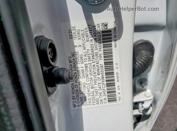 2HGFC2F69MH550387 2021 HONDA CIVIC White 