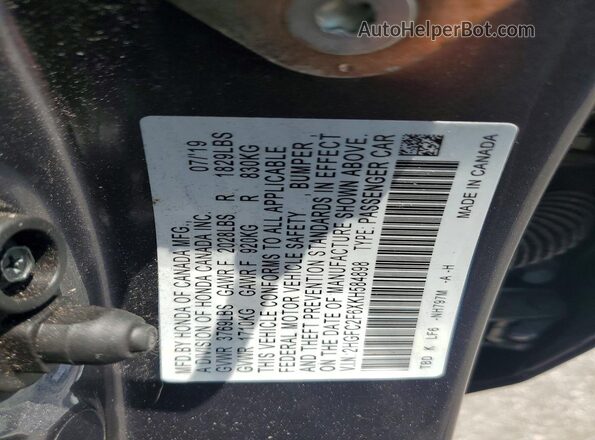 2HGFC2F6XKH584898 2019 HONDA CIVIC Gray 