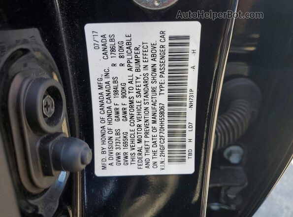 2HGFC2F70HH558067 2017 HONDA CIVIC Black Vista del compartimento del motor