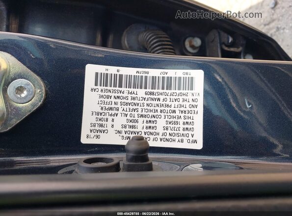 2HGFC2F70JH578809 2018 HONDA CIVIC Blue Вид підкапотного простору