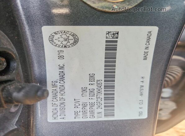 2HGFC2F70KH040676 2019 HONDA CIVIC Gray Widok komory silnika