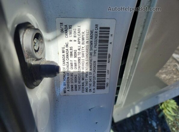 2HGFC2F71JH554339 2018 HONDA CIVIC Silver Вид підкапотного простору