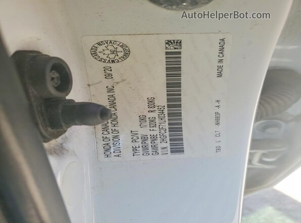 2HGFC2F71LH034452 2020 HONDA CIVIC White VIN კოდის სტიკერის ხედი