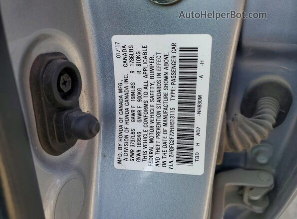 2HGFC2F72HH513115 2017 HONDA CIVIC Silver 