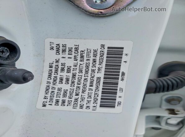 2HGFC2F72HH536006 2017 HONDA CIVIC White Շարժիչի բաժամունքի տեսք