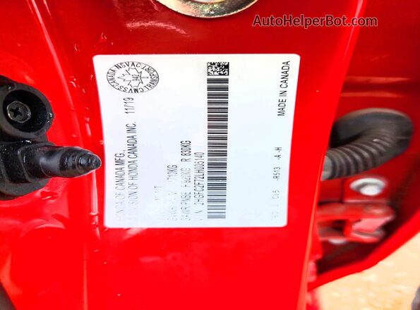 2HGFC2F72LH005140 2020 HONDA CIVIC Red ძრავის განყოფილების ხედი