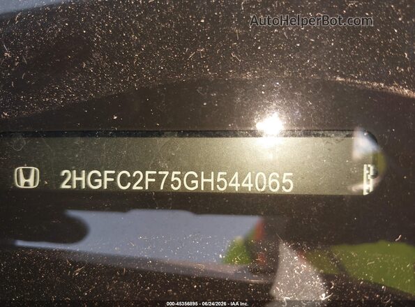 2HGFC2F75GH544065 2016 HONDA CIVIC Gray 