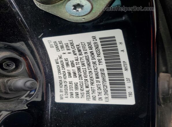 2HGFC2F75HH558100 2017 HONDA CIVIC Black 