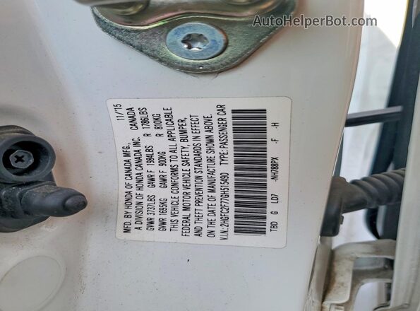 2HGFC2F77GH515490 2016 HONDA CIVIC Белый 