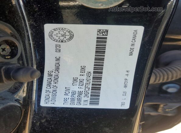 2HGFC2F78LH014554 2020 HONDA CIVIC Black Vista de la etiqueta del VIN