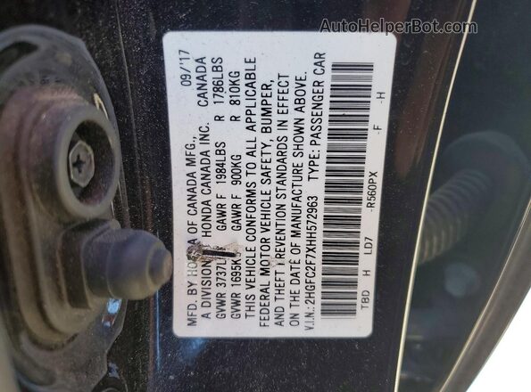 2HGFC2F7XHH572963 2017 HONDA CIVIC Black Engine compartment view