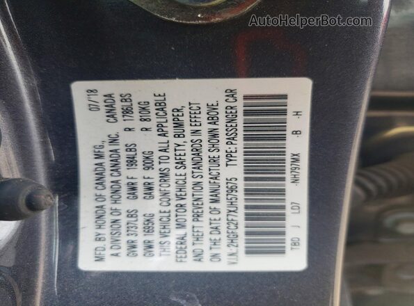 2HGFC2F7XJH579675 2018 HONDA CIVIC Gray Вид підкапотного простору