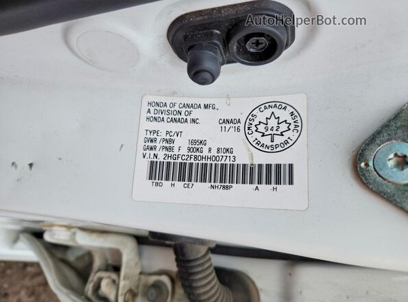 2HGFC2F80HH007713 2017 HONDA CIVIC Белый 
