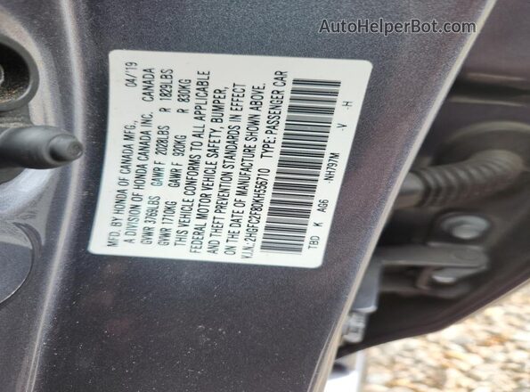 2HGFC2F80KH556710 2019 HONDA CIVIC Gray Engine compartment view