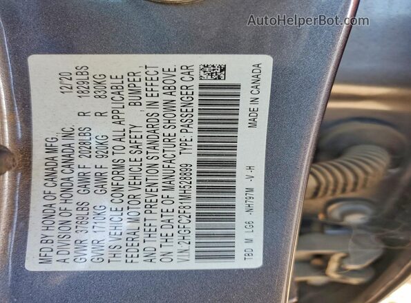 2HGFC2F81MH528899 2021 HONDA CIVIC Gray 
