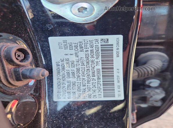 2HGFC2F81MH536808 2021 HONDA CIVIC Black Widok komory silnika