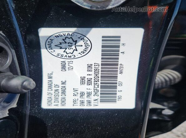 2HGFC2F82GH009137 2016 HONDA CIVIC Black 